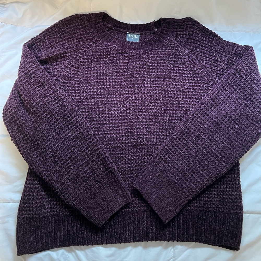 ARULA Deep Purple Textured Sweater